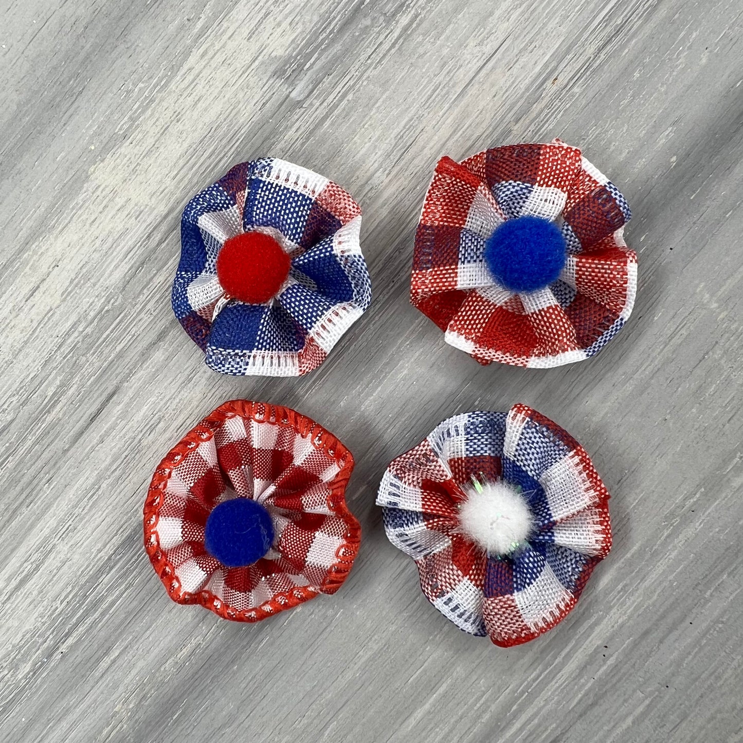 Patriotic Plaid - Tiny Tedi - 24 Tiny Bows