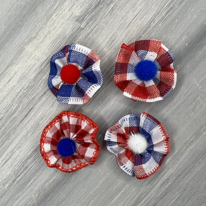 Patriotic Plaid - Tiny Tedi - 24 Tiny Bows