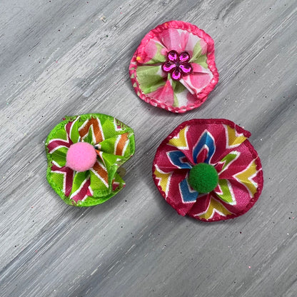 Pink and Green Blossoms - Tiny Tedi Bows - 24 Tiny Bows